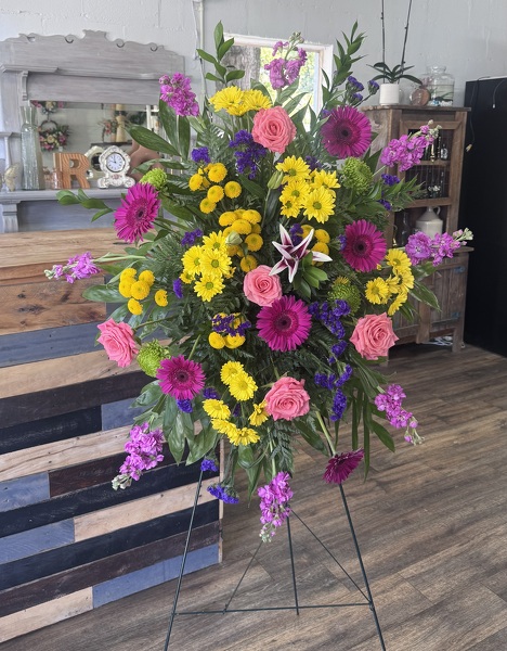 Garden Of Grace Standing Spray  from Roxie's Florist in Burlington, NC